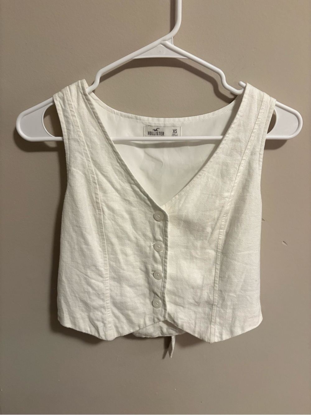 Hollister White Linen Vest